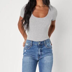 Lulus Heathered Gray Scoop Neck Top